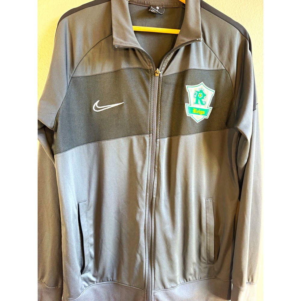 Nike Reign Men's L Gray/Black Colorblock Full-Zip Track Jacket Logo Pockets